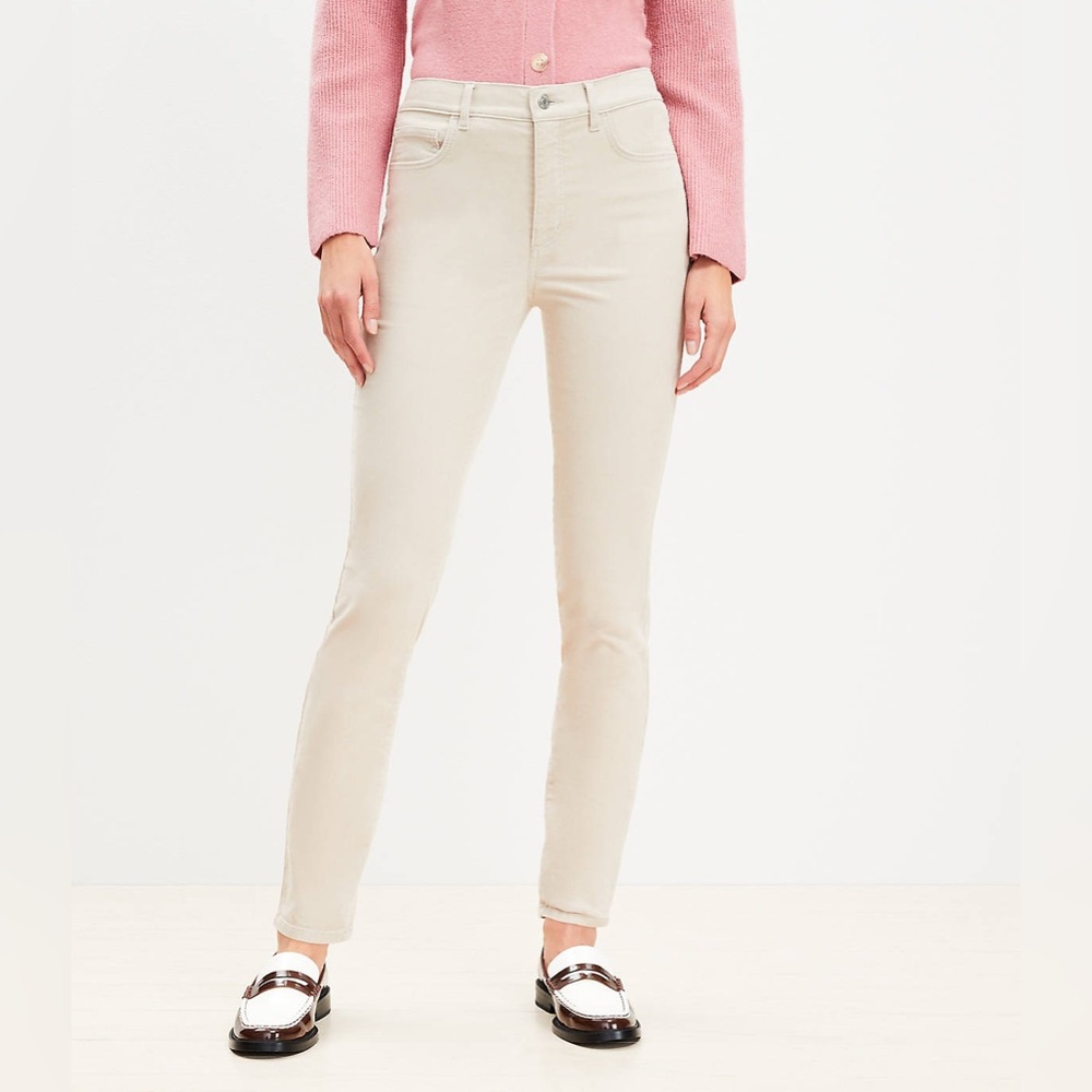 Ann Taylor loft corduroy tan curvy skinny pants size 27 EUC